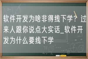 软件开发为啥非得线下学？过来人跟你说点大实话_软件开发为什么要线下学