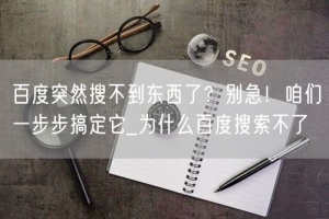 百度突然搜不到东西了？别急！咱们一步步搞定它_为什么百度搜索不了