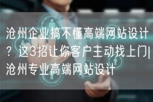 沧州企业搞不懂高端网站设计？这3招让你客户主动找上门|沧州专业高端网站设计