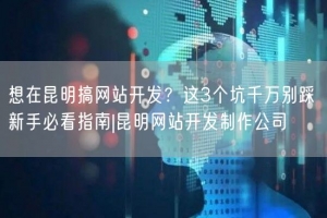 想在昆明搞网站开发？这3个坑千万别踩 新手必看指南|昆明网站开发制作公司