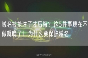 域名被抢注了才后悔？这5件事现在不做就晚了！为什么要保护域名