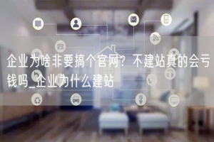 企业为啥非要搞个官网？不建站真的会亏钱吗_企业为什么建站