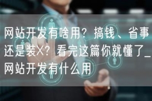 网站开发有啥用？搞钱、省事还是装X？看完这篇你就懂了_网站开发有什么用