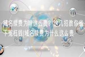 域名续费为啥这么贵？这几招教你省下冤枉钱|域名续费为什么这么贵