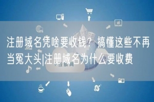 注册域名凭啥要收钱？搞懂这些不再当冤大头|注册域名为什么要收费