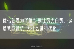优化到底为了啥？别让努力白费，这篇教你避坑_为什么进行优化