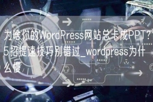 为啥你的WordPress网站总卡成PPT？5招提速技巧别错过_wordpres