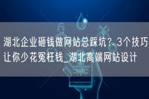 湖北企业砸钱做网站总踩坑？3个技巧让你少花冤枉钱_湖北高端网