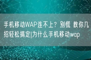 手机移动WAP连不上？别慌 教你几招轻松搞定|为什么手机移动wap