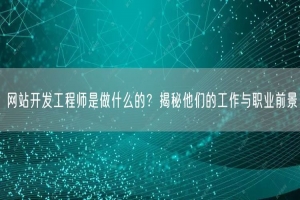 网站开发工程师是做什么的？揭秘他们的工作与职业前景