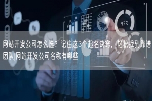网站开发公司怎么选？记住这3个起名诀窍，轻松找到靠谱团队|网