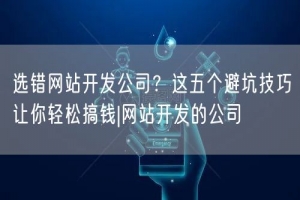 选错网站开发公司？这五个避坑技巧让你轻松搞钱|网站开发的公司